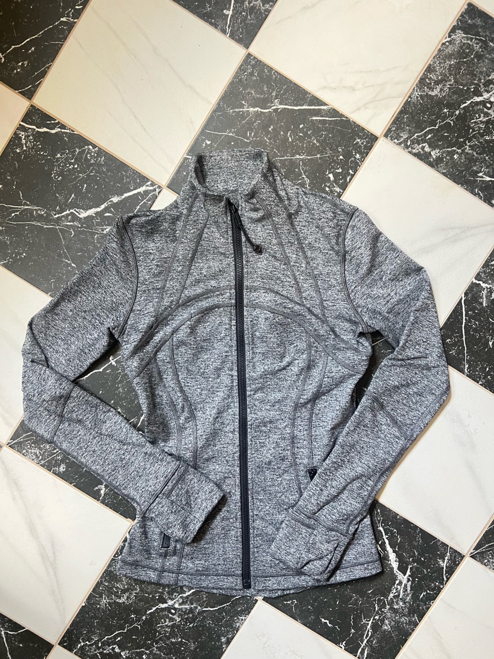 lululemon athletica Heathered Gray Full-Zip Athletic Jacket